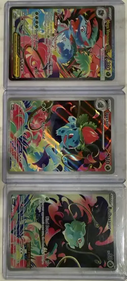Mega Venusaur Ex & Ivysaur & Bulbasaur (Mega Evolution Stamped) Pokemon Cards - Image 2