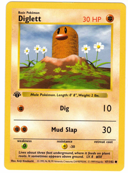 Diglett 47/102 Base Set 1st Edition Rare Vintage Pokemon Card - Image 1