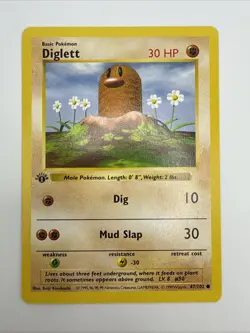 Diglett 47/102 Base Set 1st Edition Rare Vintage Pokemon Card - Image 3