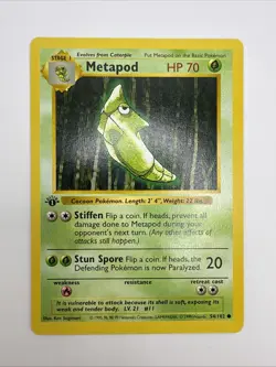 Metapod 54/102 Base Set 1st Edition Regular Rare Vintage Pokemon Card - Image 3