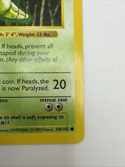 Metapod 54/102 Base Set 1st Edition Regular Rare Vintage Pokemon Card - Image 5