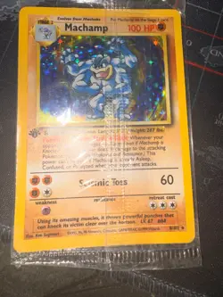 1999 Pokemon Base Set 1ST EDITION MACHAMP 8/102 Holo - FACTORY SEALED WOTC - Image 1