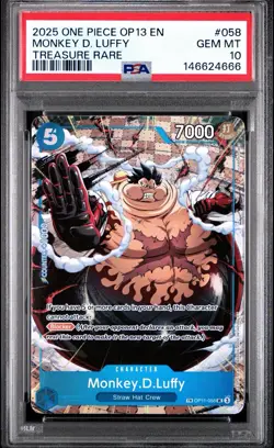 2025 ONE PIECE OP13-CARRYING ON HIS WILL TREASURE RARE MONKEY D. LUFFY PSA 10 - Image 3