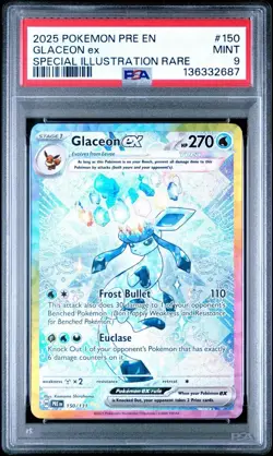 2025 Pokemon S&V Prismatic Evolutions Glaceon Ex SIR 150/131 PSA 9 - Image 1