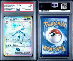 2025 Pokemon S&V Prismatic Evolutions Glaceon Ex SIR 150/131 PSA 9 - Image 3