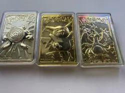 1999 Charizard/Pikachu/Poliwhirl Pokemon Trading Card 24K Gold Plated - Image 1