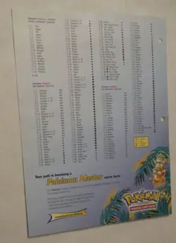 Pokemon TCG Southern Islands Checklist Binder Page Sheet 2001 RARE 8.5x11" - Image 1