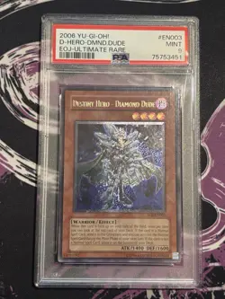 Yugioh Destiny Hero - Diamond Dude EOJ-EN003 Ultimate NA Enhanced Print PSA 9 - Image 1