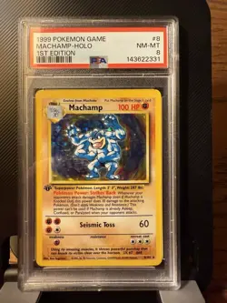 Pokemon Machamp 8/102 Base Set 1st Edition Holo Rare PSA 8 1999 English - Image 1