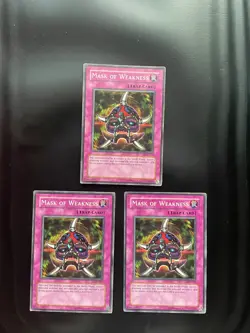 Yugioh Mask of Weakness LON-015 Unlimited Edition Damaged X3 - Image 1