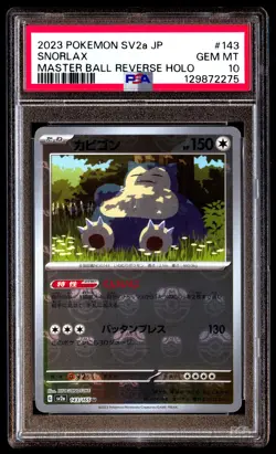 PSA 10 Snorlax 143/165 Master Ball Reverse Holo Sv2a 151 Pokemon Japanese - Image 1