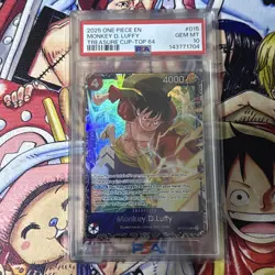 2025 One Piece Treasure Cup Top 64 Monkey D Luffy #OP12-015 PSA 10 GEM MINT - Image 1