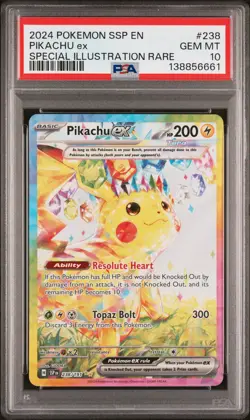 2024 POKEMON SSP EN-SURGING SPARKS SPECIAL ILLUSTRATION RARE PIKACHU EX PSA 10 - Image 1
