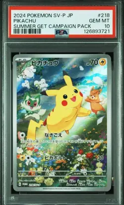 Pokemon Japanese Card PSA 10 Pikachu Summer Card Get Campaign Pack 218/SV-P F/S. - Image 1