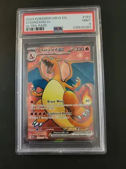 Pokemon 2023 PSA 9 MINT Charizard EX 183 MEW Ultra Rare - Image 1