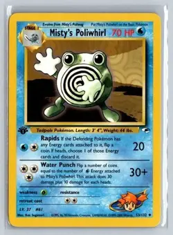 Pokemon TCG - Misty's Poliwhirl Gym Heroes Series - 1st Edition - LP - Image 1