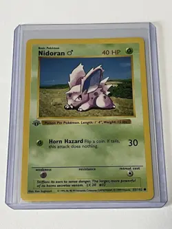 Pokemon TCG Nidoran Base Set 55/102 Regular 1st Edition Vintage Near Mint - Image 1