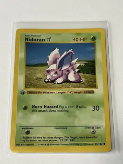 Pokemon TCG Nidoran Base Set 55/102 Regular 1st Edition Vintage Near Mint - Image 3