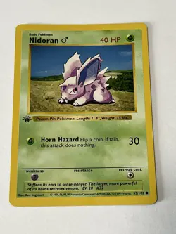 Pokemon TCG Nidoran Base Set 55/102 Regular 1st Edition Vintage Near Mint - Image 5