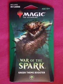 Magic The Gathering WAR OF THE SPARK New Sealed GREEN THEME BOOSTER Pack MTG - Image 1
