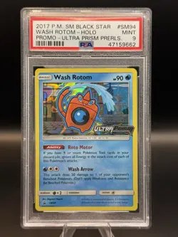 2017 Wash Rotom SM94 Ultra Prism Prerelease PSA 9 Pokemon Promo - Image 1