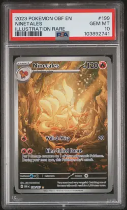 2023 POKEMON OBF EN-OBSIDIAN FLAMES ILLUSTRATION RARE #199 NINETALES PSA 10 - Image 1