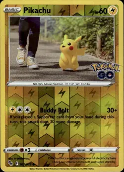 Pikachu (27) Reverse Holo Common Pokemon GO 027/078 NM - Image 1