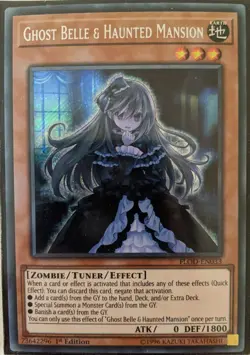 YuGiOh Ghost Belle & Haunted Mansion Secret Rare 1st Edition FLOD-EN033 - Image 1