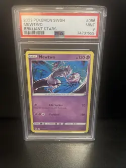 PSA 9 Mewtwo Holo #056 2022 Pokemon SWSH Brilliant Stars MINT Graded Card - Image 1