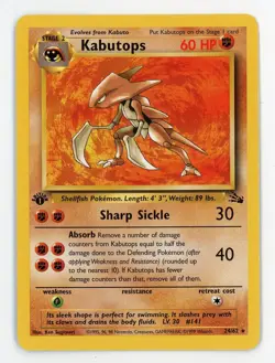 1st Edition Kabutops - Pokemon 1999 Fossil #24 NM-MT - Image 1
