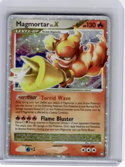 2007 Pokemon—Magmortar LV.X #123 Mysterious Treasures—Rare Holo [Damage] - Image 1