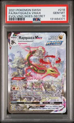 RAYQUAZA VMAX 218/203 PSA 10 EVOLVING SKIES ALTERNATE ART POKEMON CARD ENGLISH - Image 1