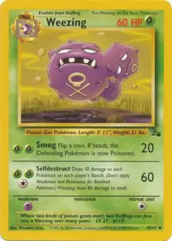 Weezing 45/62 Fossil Set Unlimited Vintage 1999 Pokemon Card - Image 1