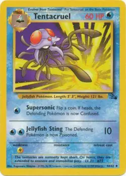 Tentacruel 44/62 Fossil Set Unlimited Vintage 1999 Pokemon Card - Image 1