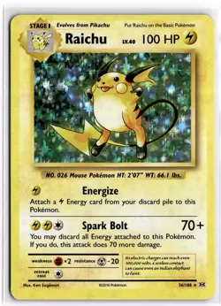 Raichu 36/108 Holo Rare Evolutions Pokemon Near Mint - Image 1