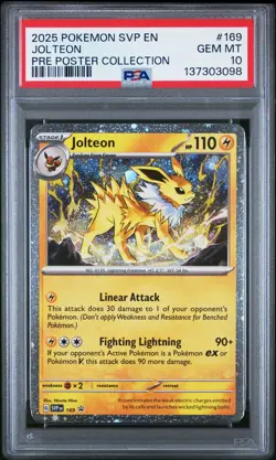 2025 POKEMON SVP EN-SV BLACK STAR PROMO #169 JOLTEON PSA 10 - Image 1