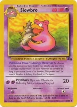Slowbro 43/62 Fossil Set Unlimited Vintage 1999 Pokemon Card - Image 1