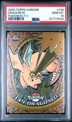 2000 TOPPS CHROME POKEMON T.V. #149 DRAGONITE POKEMON T.V. - PSA 10 MODERN GRADE - Image 1