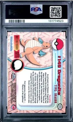 2000 TOPPS CHROME POKEMON T.V. #149 DRAGONITE POKEMON T.V. - PSA 10 MODERN GRADE - Image 2