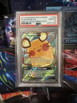 2019 POKEMON SUN & MOON UNBROKEN BONDS #195A FULL ART/DEDENNE GX PSA 10 - Image 1