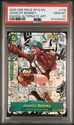2025 ONE PIECE OP12 118 JEWELRY BONNEY MANGA LEGACY OF THE MASTER PSA 10 GEM MNT - Image 1