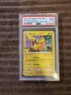 Pokemon Card Pikachu SWSH039 Holo Promo General Mills 25th Anniversary PSA 9 - Image 1