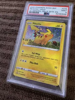 Pokemon Card Pikachu SWSH039 Holo Promo General Mills 25th Anniversary PSA 9 - Image 2