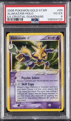 2006 POKEMON EX CRYSTAL GUARDIANS GOLD STAR #99 ALAKAZAM-HOLO PSA 4 - Image 1
