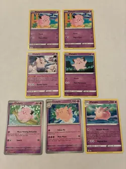 Lot Of 7 Clefairy And Clefable Pokemon Cards - Image 1
