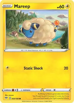 Mareep Common SWSH03: Darkness Ablaze 055/189 NM English Pokemon Card - Image 1