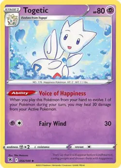 Togetic SWSH10: Astral Radiance 056/189 NM English Pokemon Card - Image 1