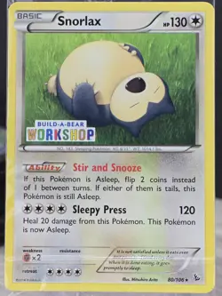 Pokemon Card Snorlax 80/106 Build A Bear Workshop Stamped 2014 Sealed Promo Rare - Image 5