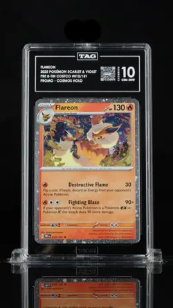 2025 Pokemon Flareon 013/131 Prismatic Evolutions Cosmo Holo Costco Promo TAG 10 - Image 1