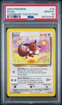 2002 Pokemon Legendary Collection Eevee #74 PSA 10 MINT - Image 1